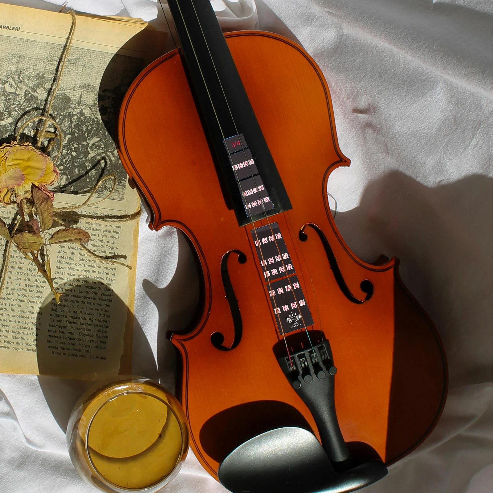 

3/4 Size Violin Fretboard Stickers Finger Guide Labels Markers For Beginners Durable Adhesive Easy Removal Learning Aid For