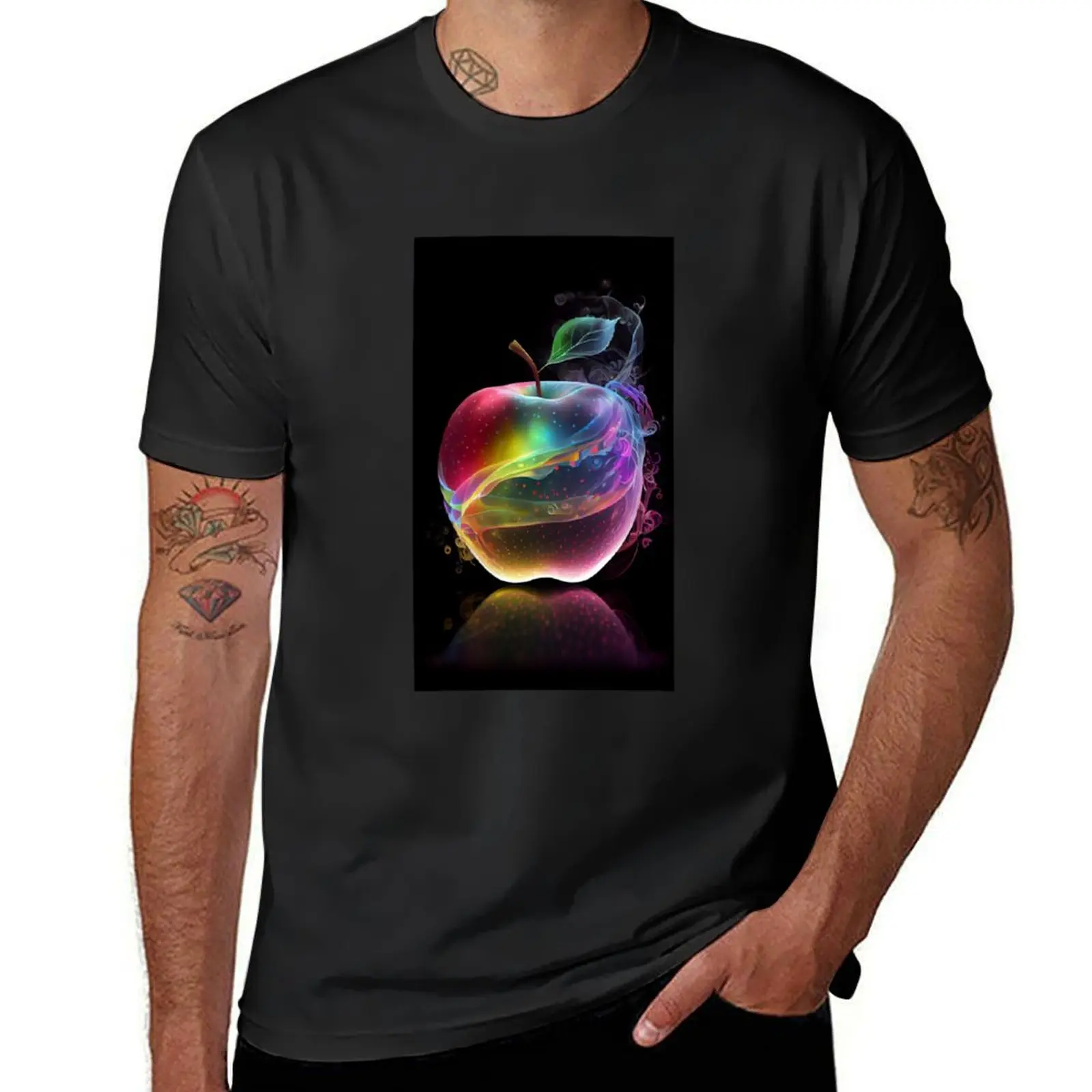 Vibrant Crunch A Colorful Apple to Brighten Your Day T-Shirt anime clothes oversizeds mens workout shirts