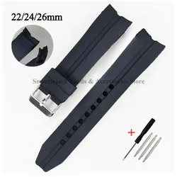 22mm 24mm 26mm Curved End Silicone Watch Strap for Seiko Sport Wrist Band Soft Waterproof Rubber Watch Band Men Women Bracelet