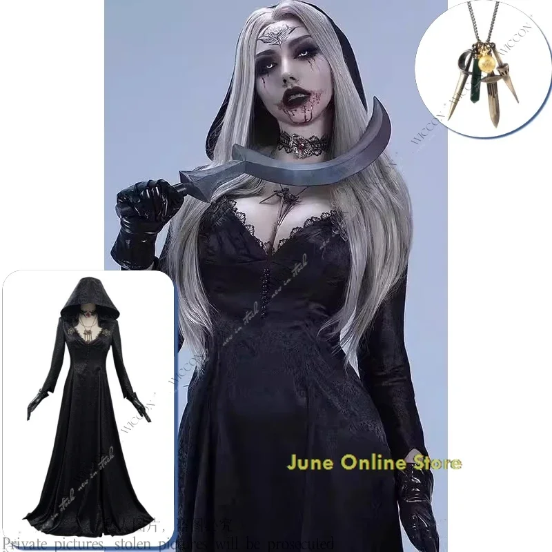 Village Moth Lady Evil Cosplay Fantasy Costume Resident 4 Remake Dress Girl Adult Vampire Lady Sexy Woman Adult Pendant RolePlay