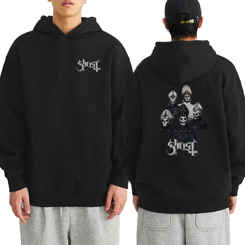 New In Ghost Band Hoodie Long sleeve Autumn Winter Double Sided Print Men Women Loose Sweatshirt Goth Streetwear Pullover Unisex