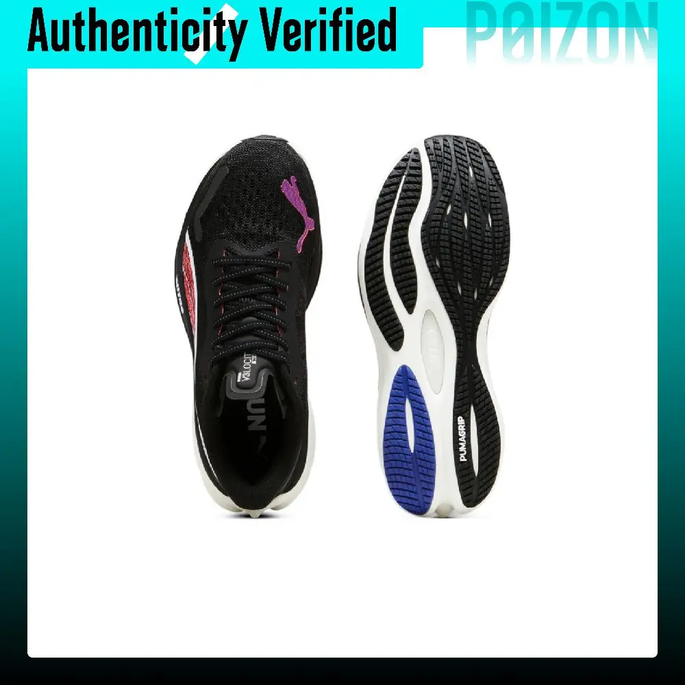 PUMA Velocity Nitro 3 Slip Resistant Abrasion Resistant Low top Running Shoes Women's Black Red Blue 377749-15