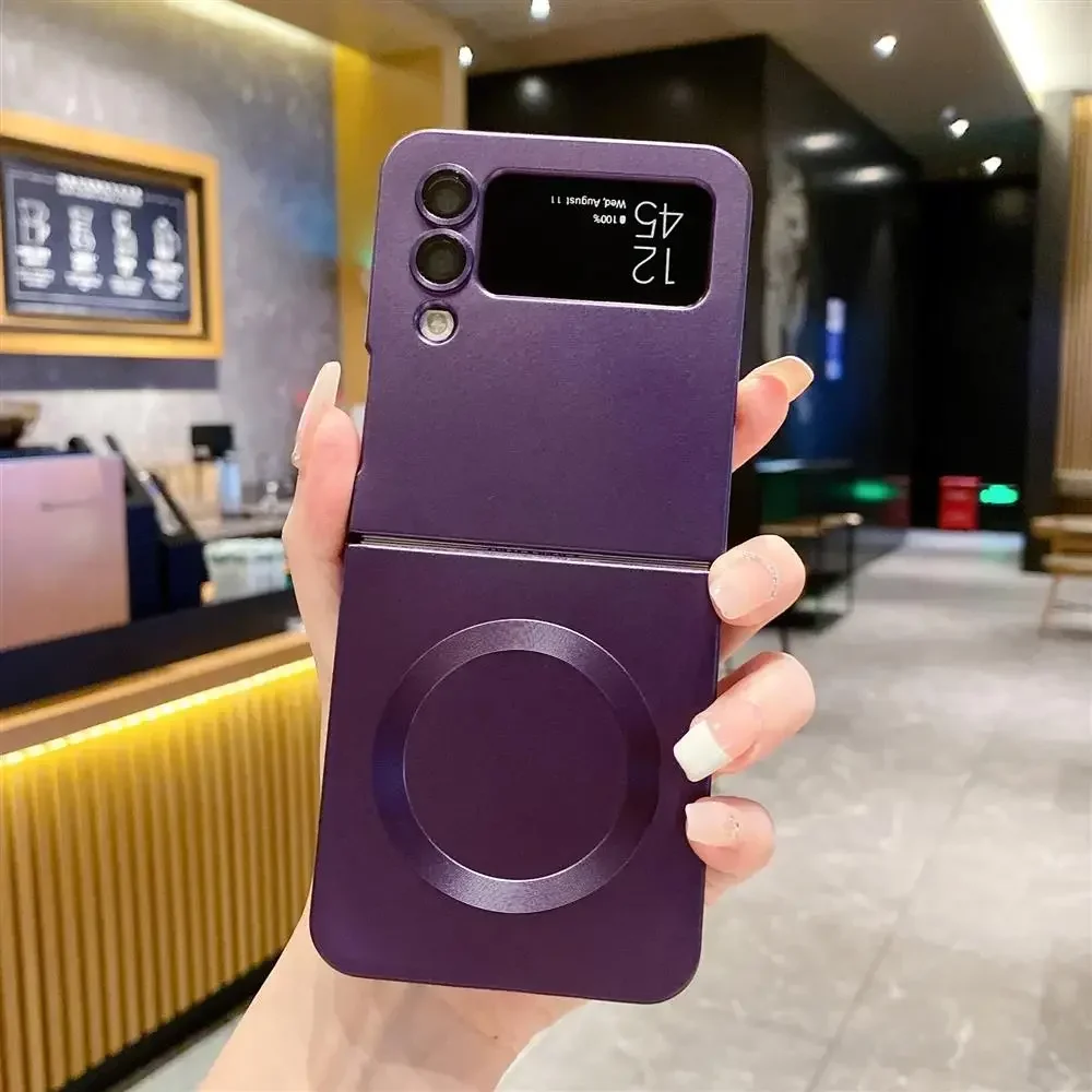 حافظة Magsafe للشحن اللاسلكي المغناطيسي لهاتف سامسونج جالاكسي Z Flip7 Flip6 Flip5 4 3 5g غطاء خلفي من السيليكون غير اللامع Zflip Flip 6 5 4 3 #5