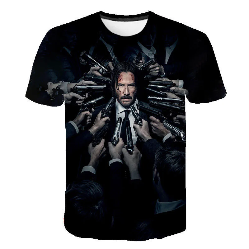 Summer John Wick 3D Print T-shirt Men Women Children Short Sleeves Keanu Reeves Cool Movie T Shirt Cool Streetwear Tops Tee