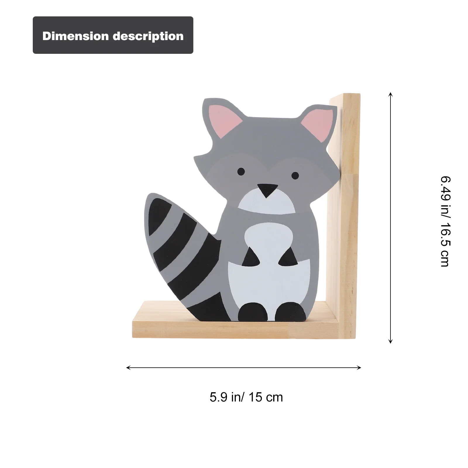 1 Pair Wooden Bookends Raccoon Shape Desktop Organizer For Home Office Book Stoppers Animal Theme Bookend Shelves Support Decor