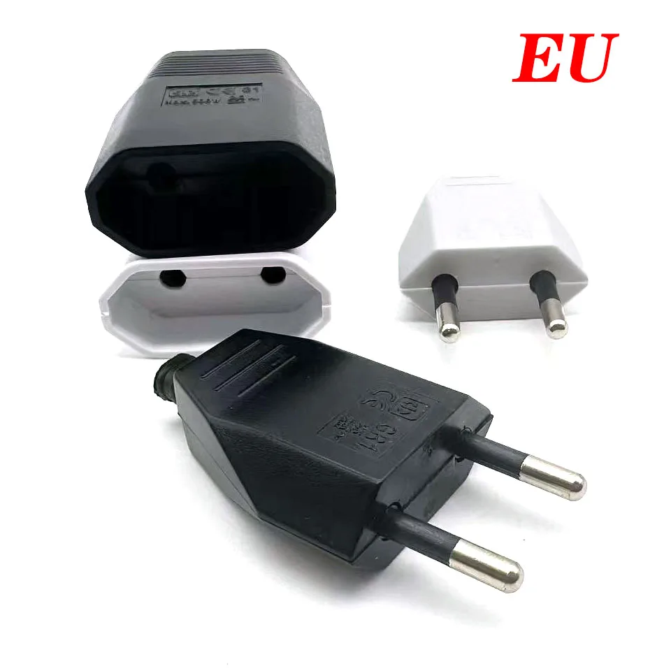 EU Standard Male Female Wiring Plug Replacement Rewireable Hole Socket Power Extension Cord Plug Outlet Euro Connector
