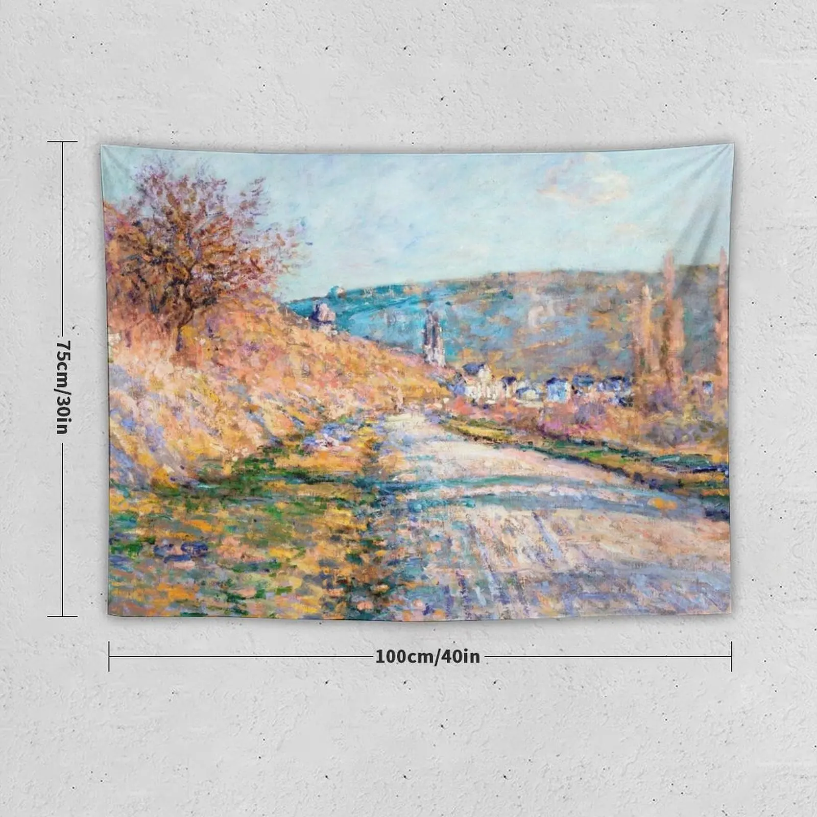 1879-Claude Monet-The Road to Vétheuil-23 x 28 Tapestry Wall Hanging Decor Decoration For Rooms Korean Room Decor Tapestry