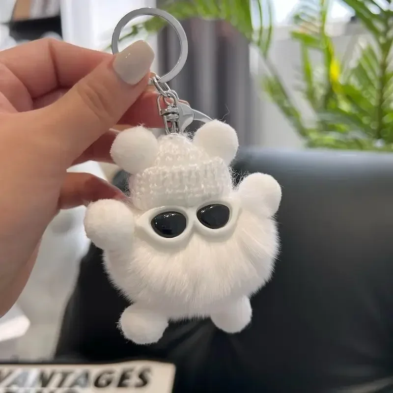 Cute Elfin Key Chains Furry Toy Sunglasses Elf Key Ring Accessories Children Funny Keychain Schoolbag Ornament