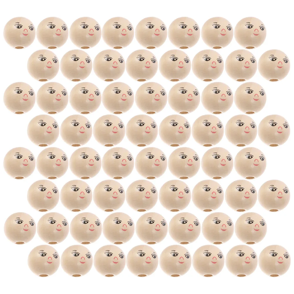 

120 Pcs Smile Face Wooden Beads Natural Craft Unfinished Holes DIY Jewelry Making Bracelets Home Decor Round Bead Small Wood