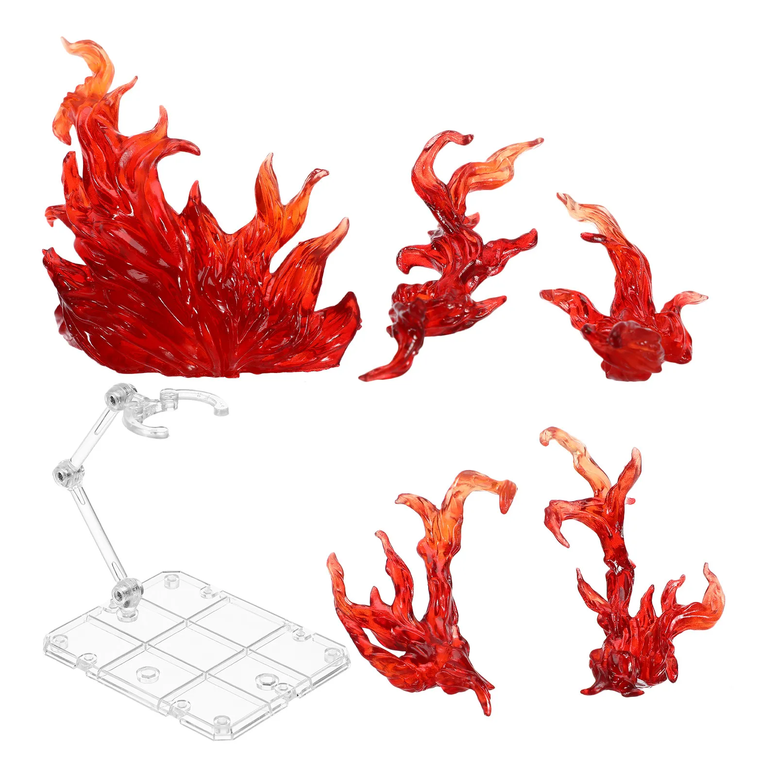

1Set Flame Effect Action Figure Stand Adjustable DIY Assembly Sturdy Portable Display Stand Flat Stable Base for Action Figures
