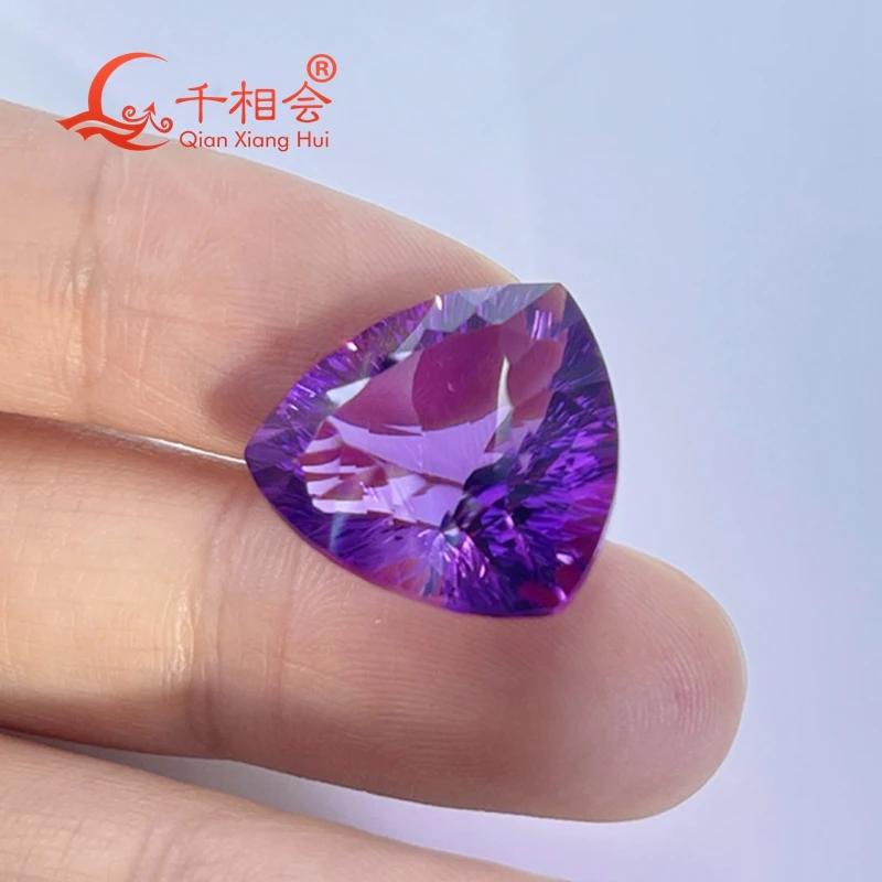 17ct Natural Amethyst Gemstone Trillion Shape Millennium Cutting Beautiful Loose Stone for Jewelry Making with GRC Certification