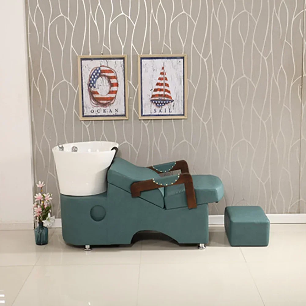 

Роскошное массажное кресло-кровать для мытья головы в скандинавском стиле, современная элегантная парикмахерская мебель для салонов красоты