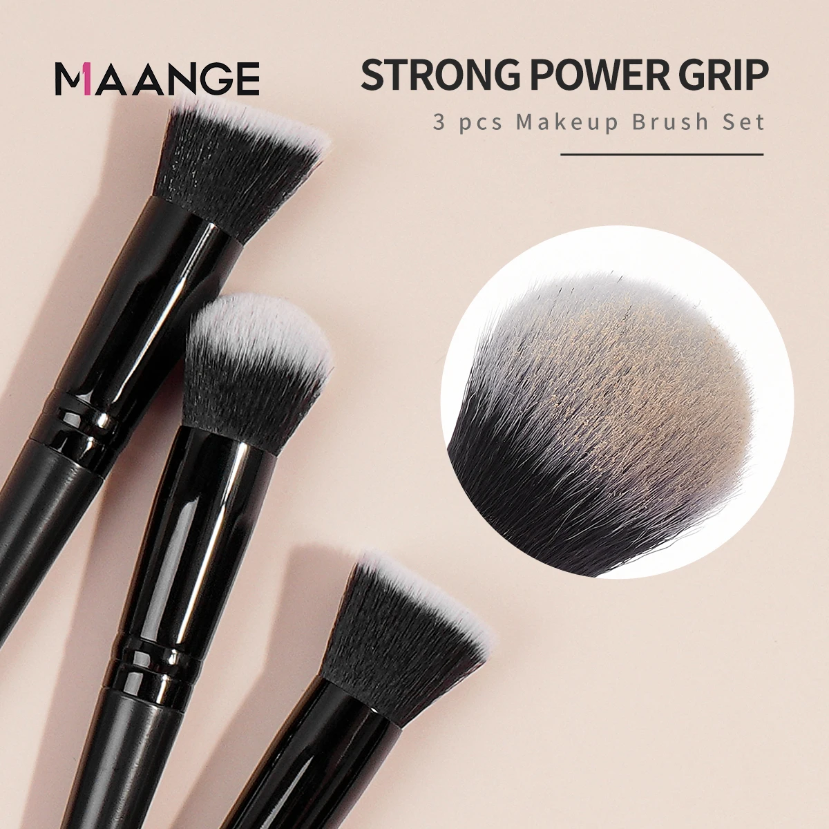 MAANGE 3PCS Makeup Brush Set Foundation Powder Blush Blending for Liquid Cream Blending Soft Bristle Cosmetic Beauty Tools