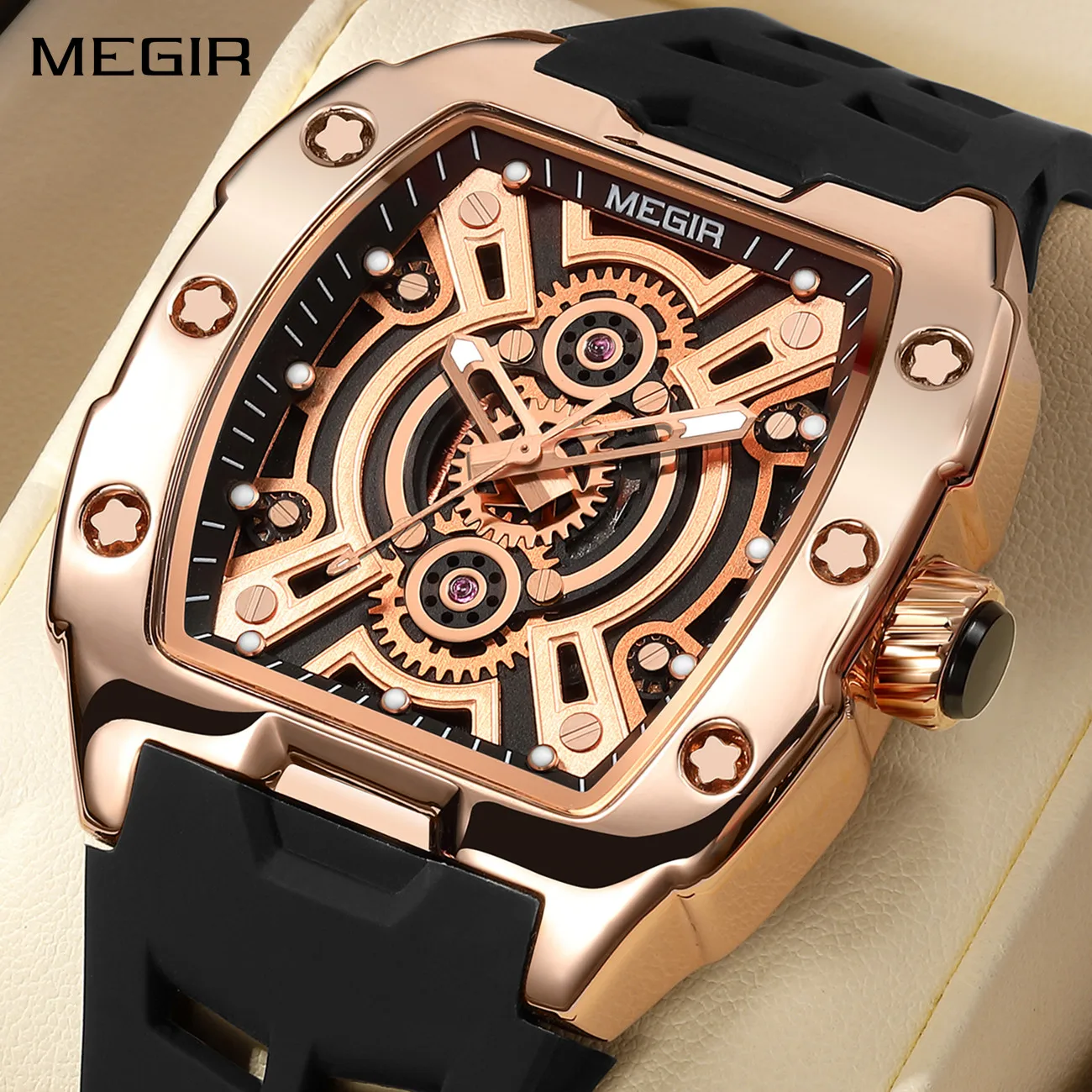 

MEGIR спортивные часы для мужчин водостойкие мужские военные кварцевые наручные часы силиконовый ремешок большой циферблат светящиеся часы Montre Homme 8116