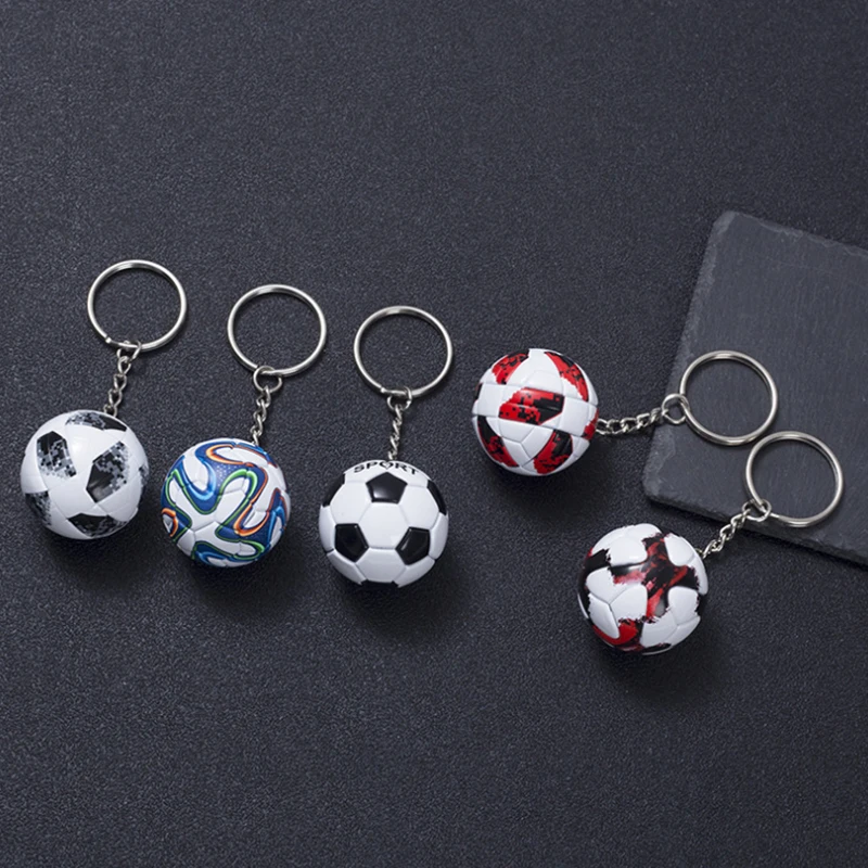 1PC PU Leather 3D Football Souvenir Key Chain Men Women Soccer Fans Keychain Bag Pendant Key Ring Boyfriend Gift Accessories