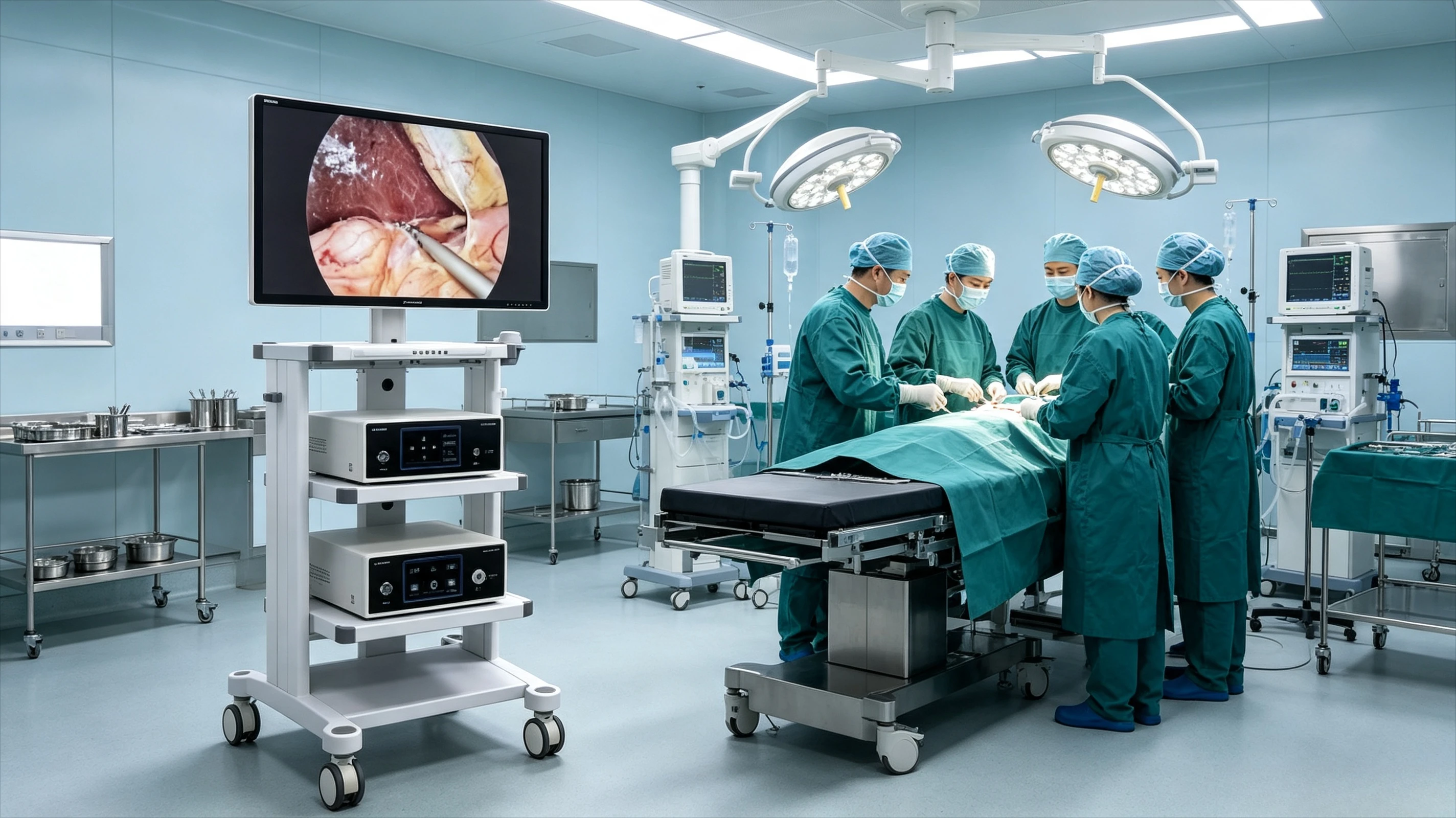 UHD Laparoscopy Tower Equipment, Laparoscope Set for Gynecological Minimally Invasive Surgery