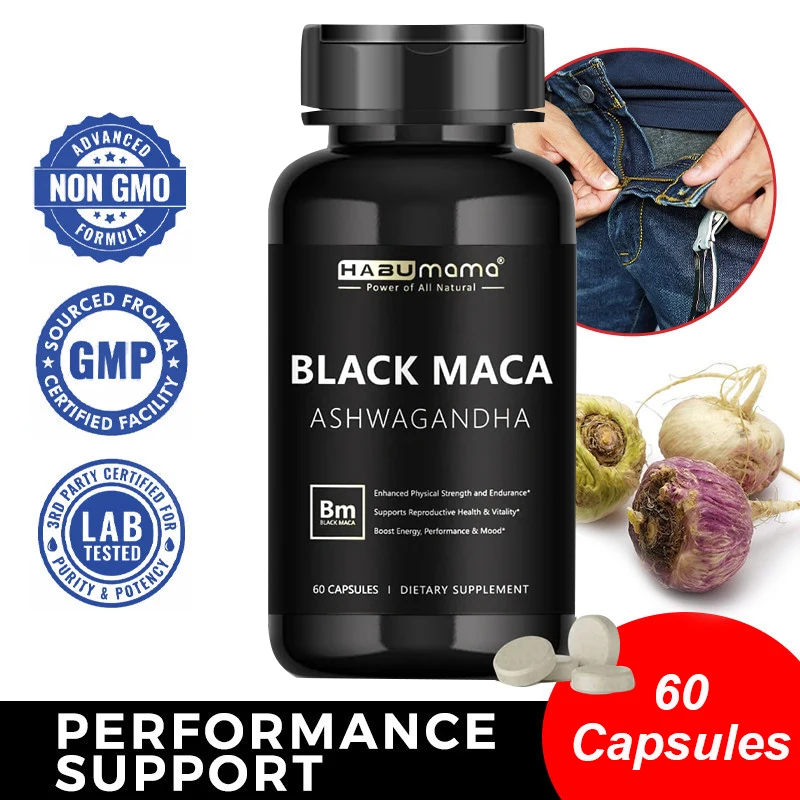 

Black Maca Booster for Men - Maca Supplements for Health, Energy & Endurance, Muscle Mass