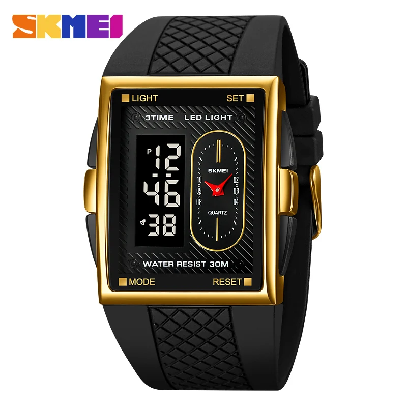 SKMEI 2213  Watch Male Dual Movement Electronic Watch Dual Display Watch Waterproof Night Light Multi functional Electronic