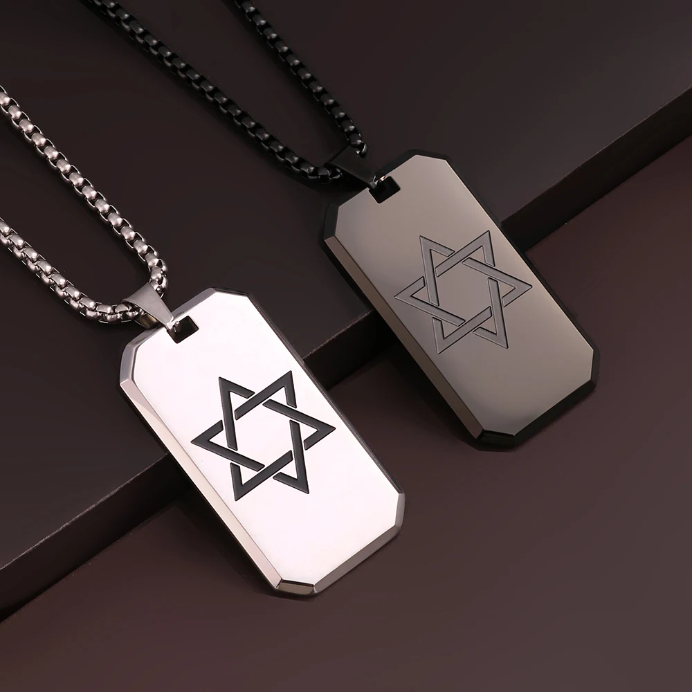 1PC Stainless Steel Minimalism Jewish Star of David Necklace for Men Geometric Six Pointed Star Spiritual Necklace Men Jewelry