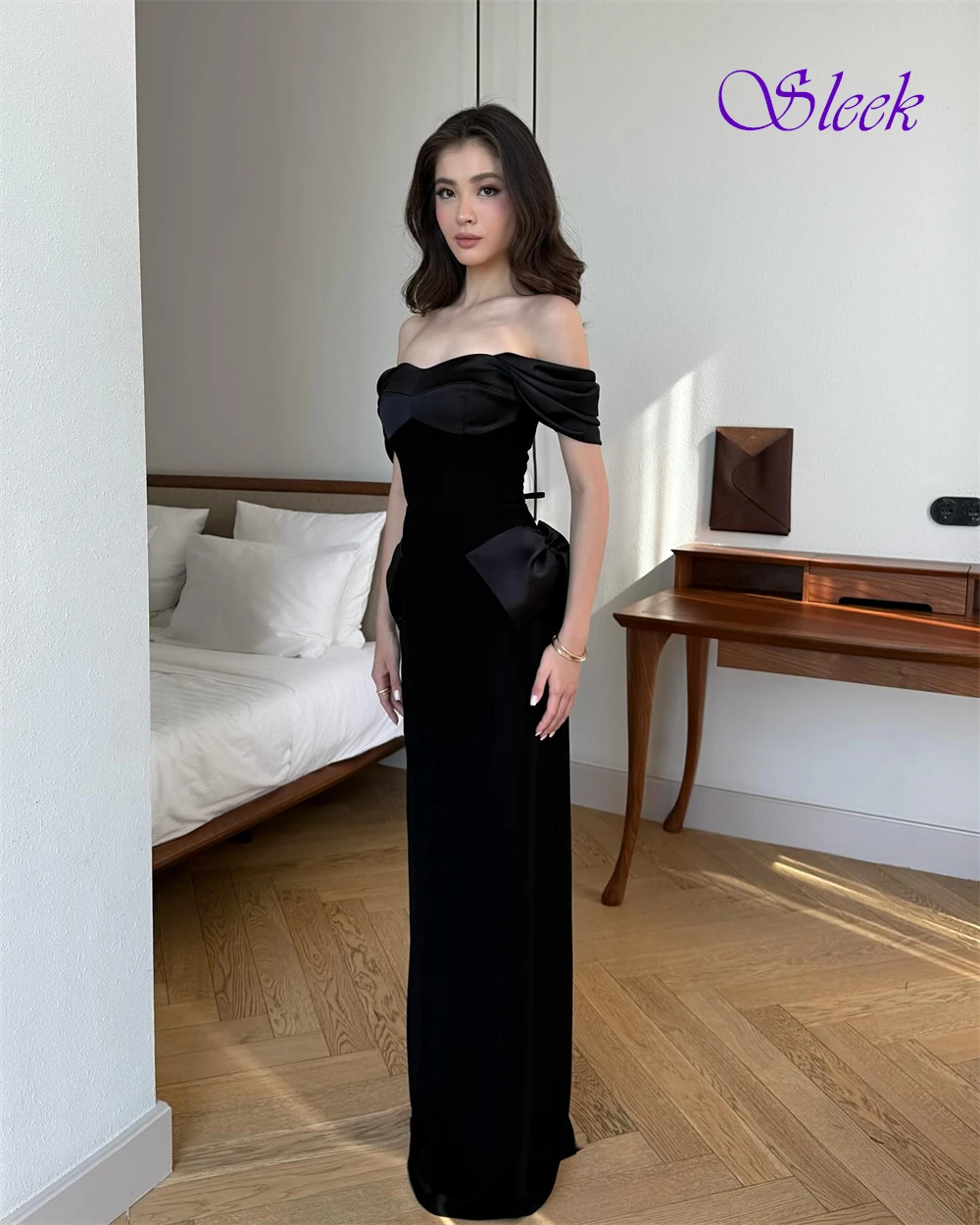 

Customized Elegant Boat Neck Evening Dress and Temperament Jersey Special Occasion Gowns and Delicate Bow Celebrity Gowns