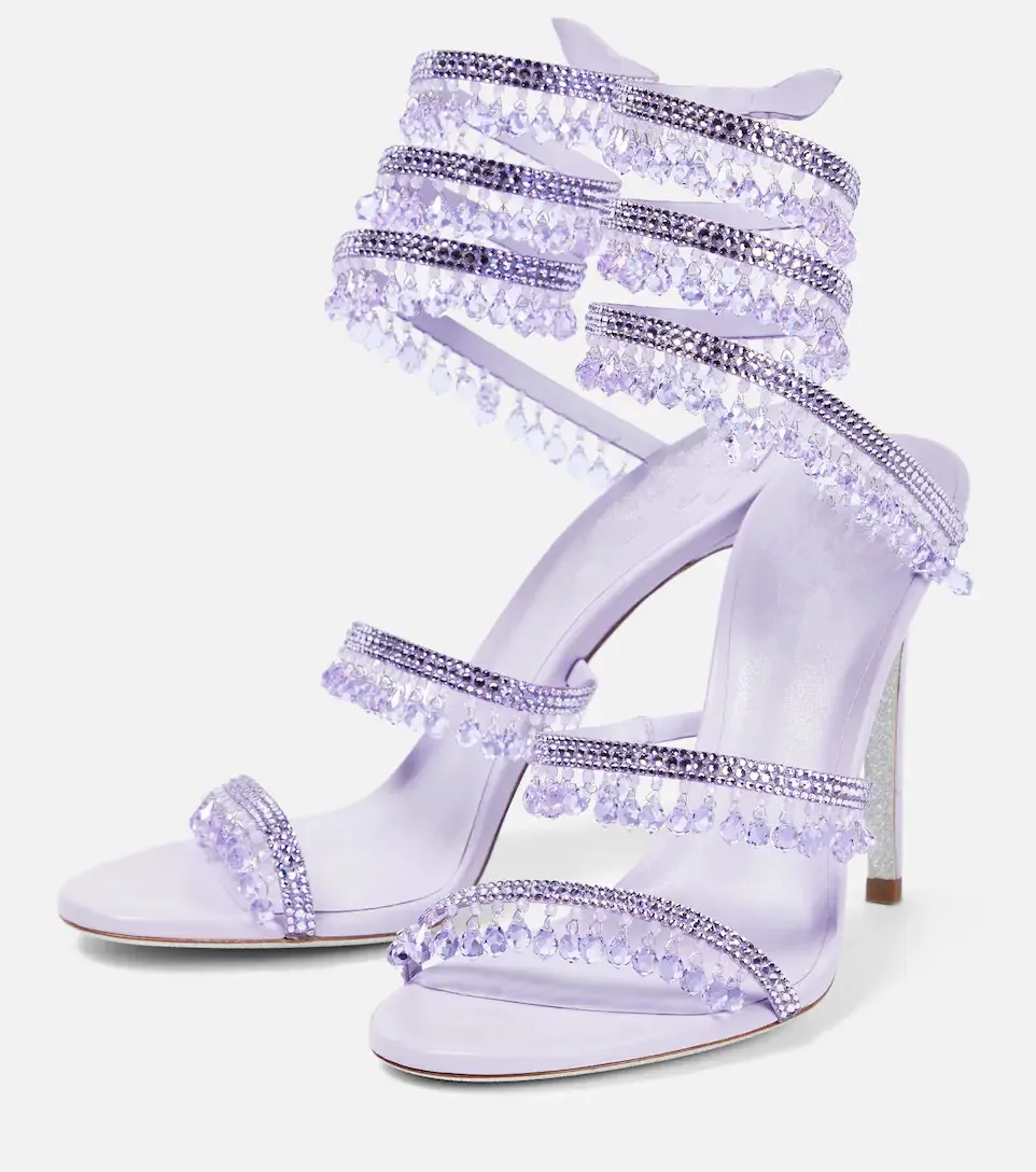 Sexy Green Crystal Fringe Stiletto Sandals For Woman's Round Toe Peep Toe High Heels Rhinestone Shoes Sexy Ladies Party Shoes
