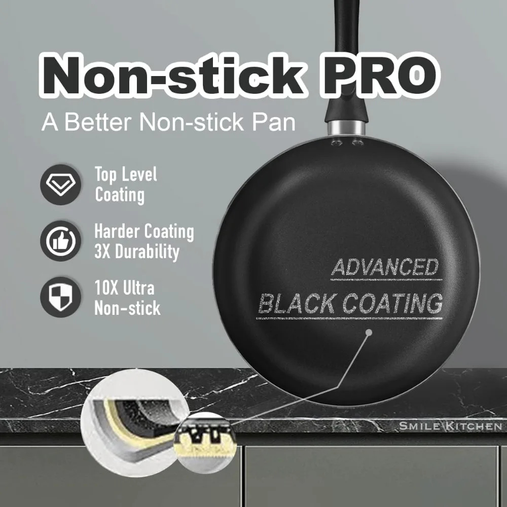 8pcs black ceramic pots and pans set, cooking pan set,cooking pot set ceramic pan set, nonstick cookware set, induction safe kit