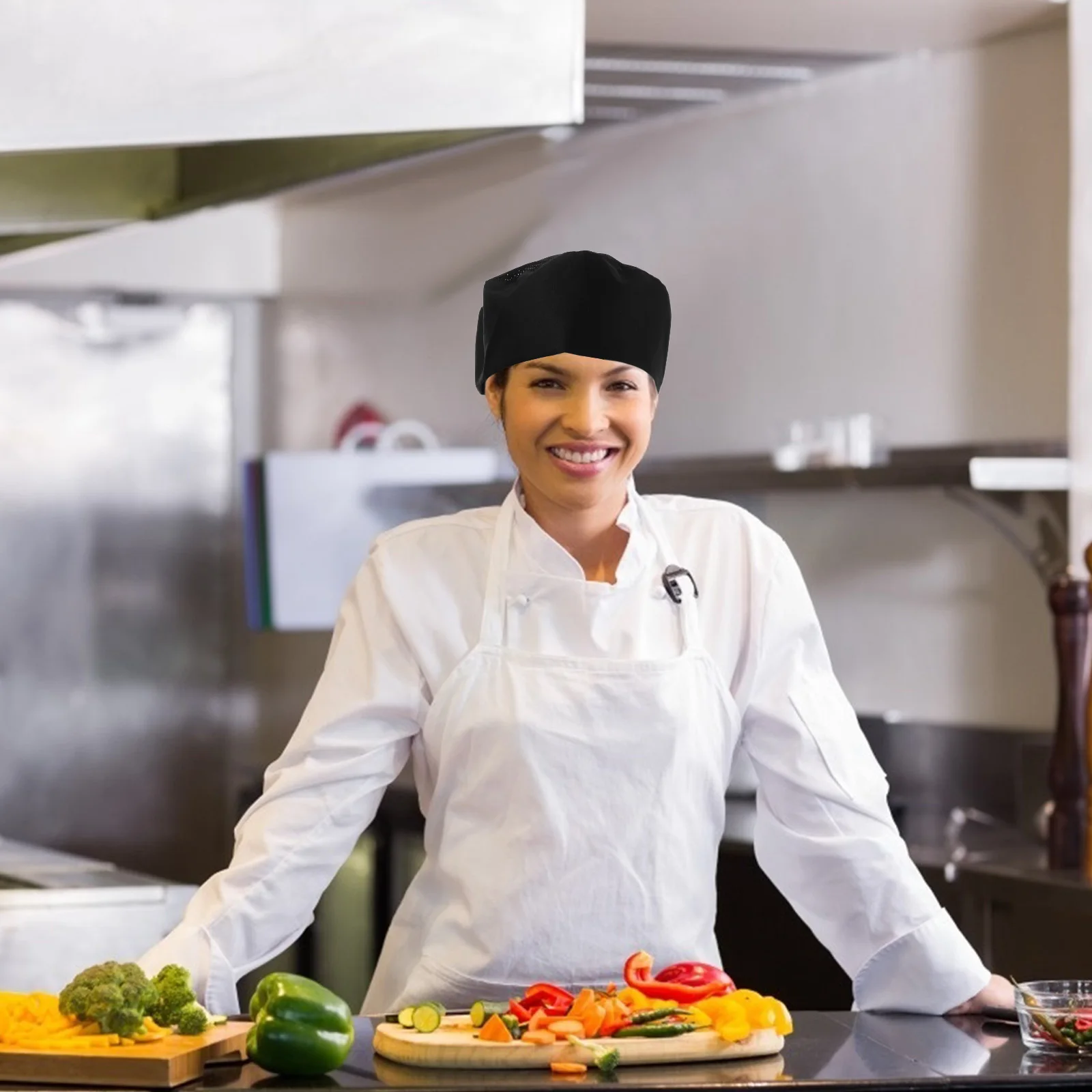 Chapéu de chef preto respirável algodão japonês estilo coreano cozinha gorro culinário crânio boné unissex padeiro para