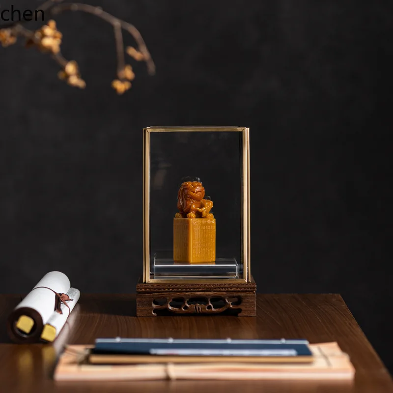 BJ-1 Modern New Chinese Style Glass Cover Jade Seal Ornament Model Room Clubhouse Study Desk