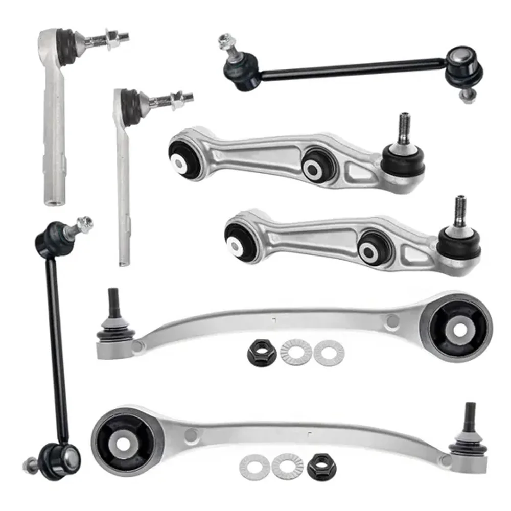 Chassis Parts 8pc Front Lower Forward Rearward Control Arms Outer Tie Rods Suspension Kit For TESLA X 2016 - 2021 All Models