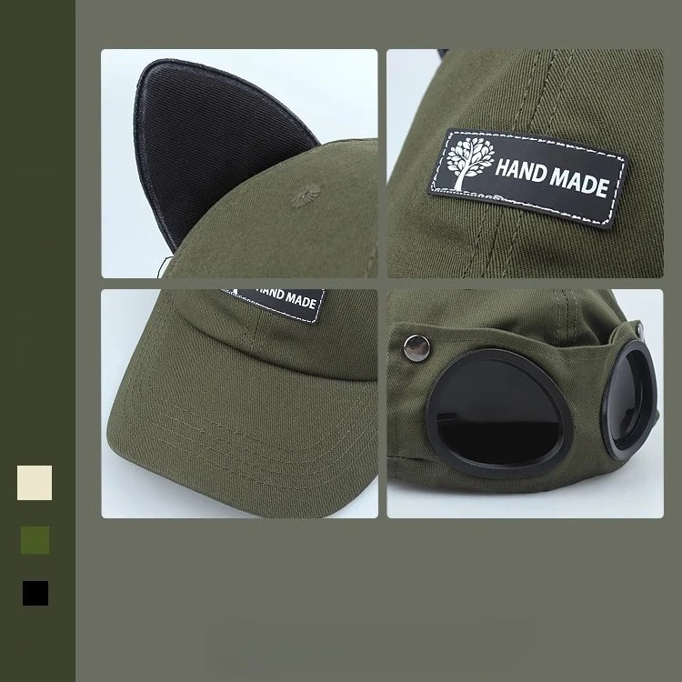 النظارات الشمسية قبعة لطيف آذان القط الطيار قبعة نظارات قبعة بيسبول المرأة الرجال محيط الرأس الكبير العلامة التجارية العصرية النسخة الكورية قبعة