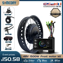 48V 1500W Fat Tire E-Bike Conversion Kit 20/24/26inch for Snow Electric Bicycle Brushless Hub Motor beach bike Front Wheel