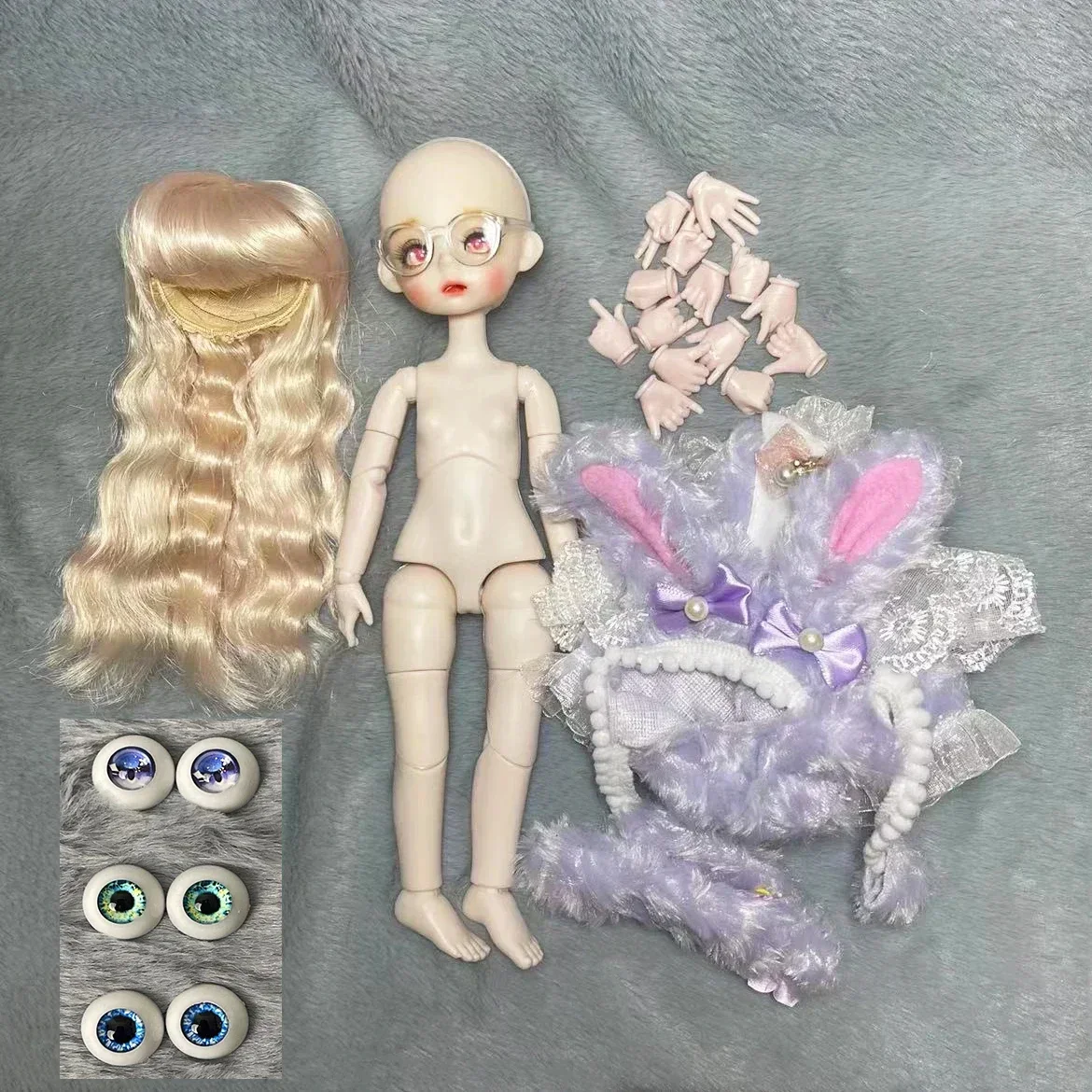 Conjunto completo de bonecas BJD com 3 pares de olhos, cabeça aberta, brinquedos para meninas, aniversário, presente de Natal, moda, fofo, 1: 6,30 cm