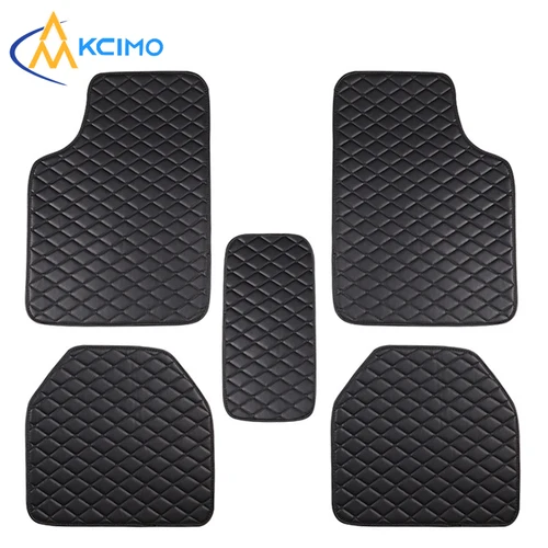 Imagen 1 del producto Kcimo 5 uds alfombrillas universales de cuero PU impermeables almohadilla de pie para automóvil Protector Interior de automóvil accesorios de Interior de coche