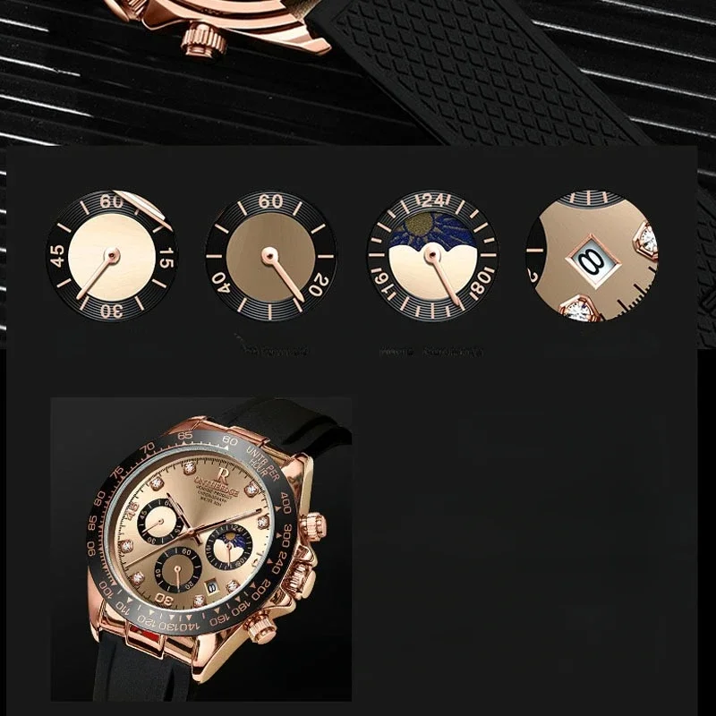 Dropshipping Quartz Watch for Men Chronograph Sport Mens Watches Cool Male Clock Waterproof Military Rose Gold Reloj Hombre 2024