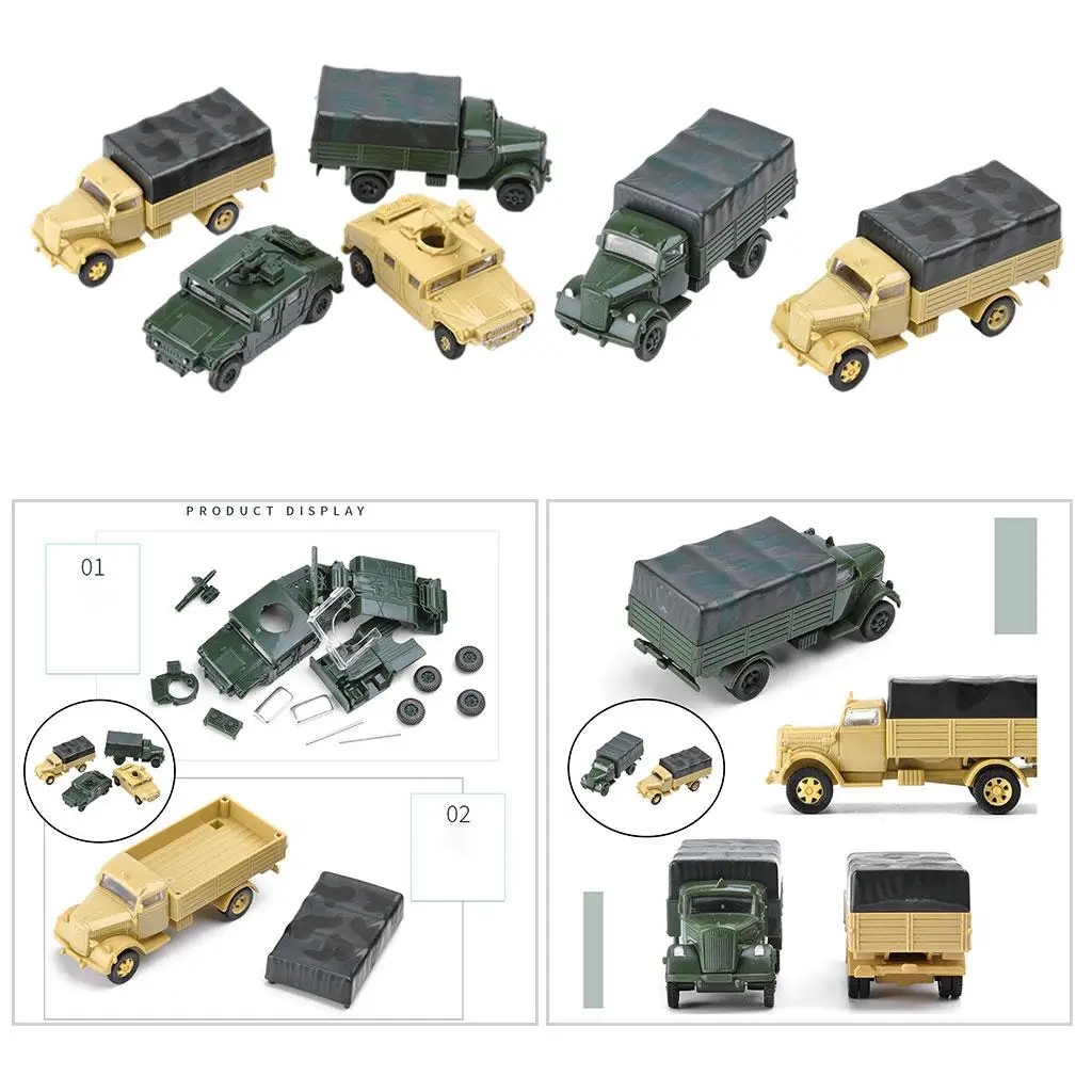 

6Pcs 1:72 4D Assemble Truck Educational Toy Plastic Table Toy Car