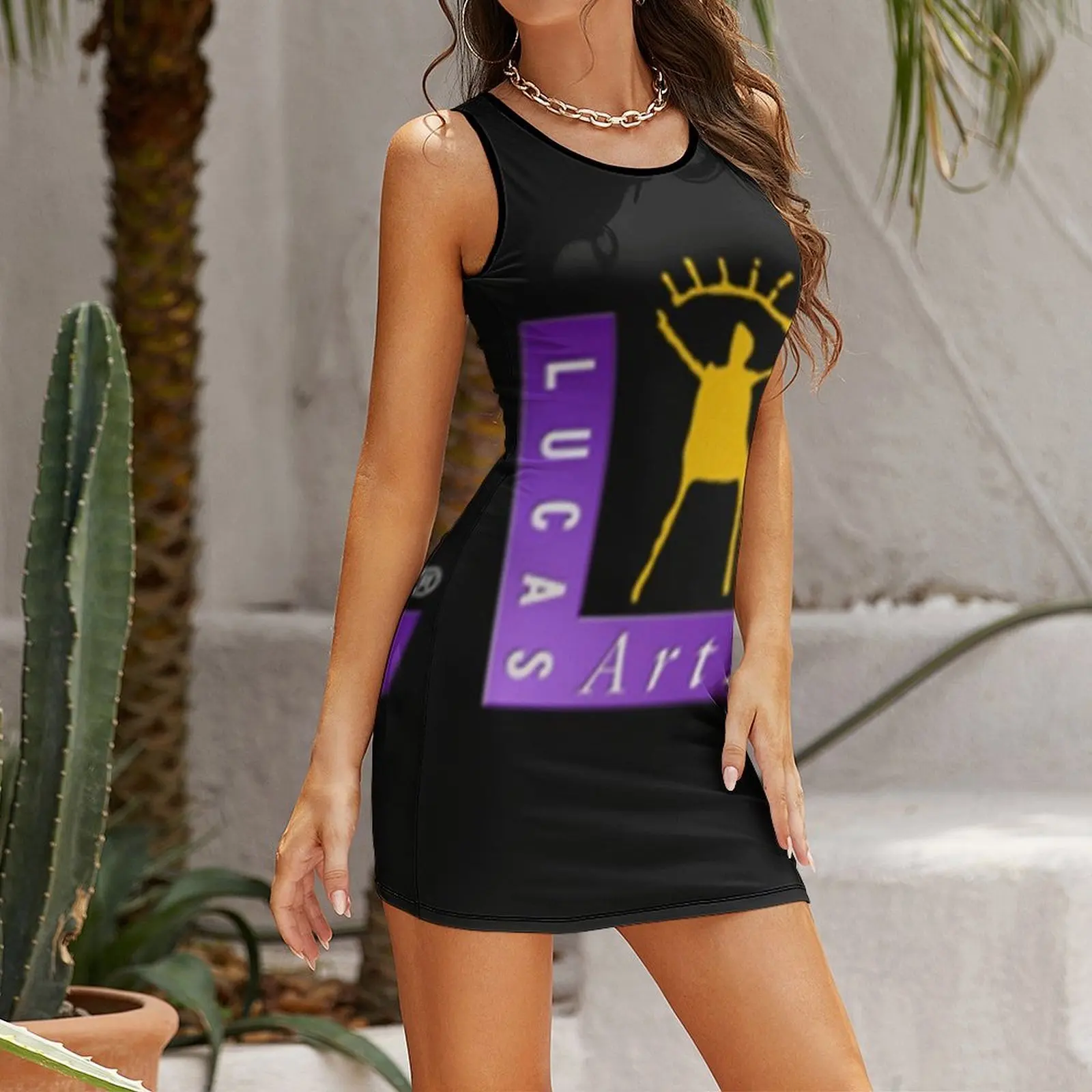 LucasArts logo Klassiek T-shirt Mouwloos Zonnejurk chique en elegante damesjurk avondjurk dames
