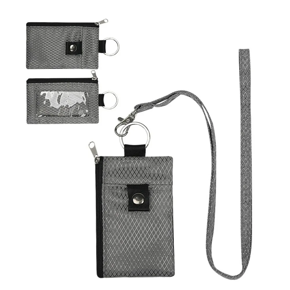 Portable RFID Signal Shielding Coin Bag with Lanyard Waterproof Bank Card Organizer Card Sleeve Lightweight Male Short Wallet