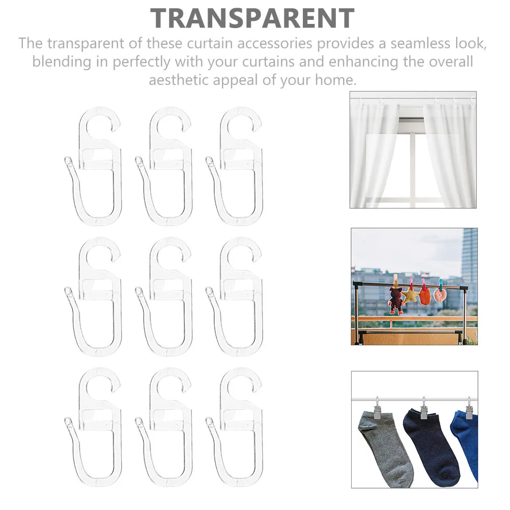 

200Pcs Drapery Curtain Hooks Transparent Design Smooth Sliding Home Decor Supplies Drapery Curtain Track Hooks
