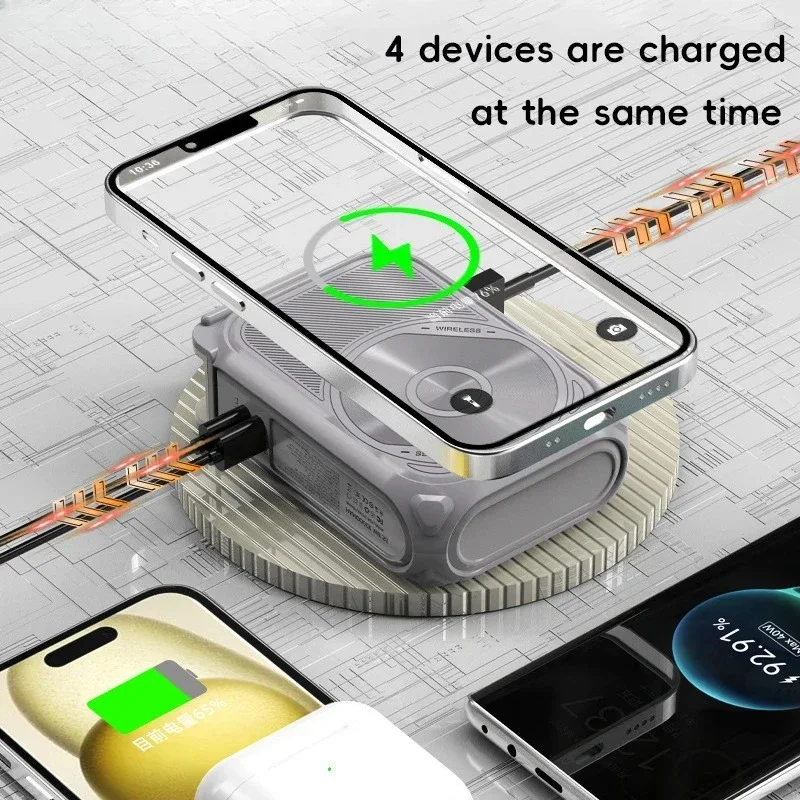 

20000mAh Large Capacity New Power Bank Magnetically Absorbed Wireless Charging with Cable AC Plug for IPhone Xiaomi Samsung