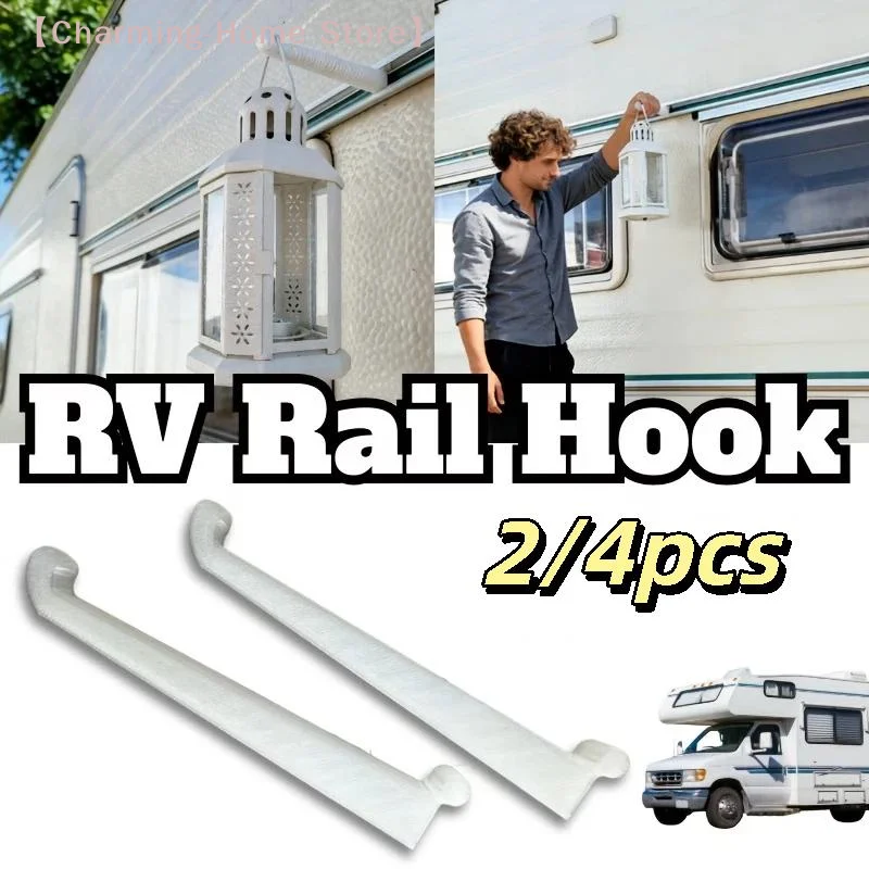 2/4pcs RV Awning Track Hooks No Drill Durable RV Rail Hangers for Outdoor Camping Picnic Travel Hanging Clothes Lights Decor