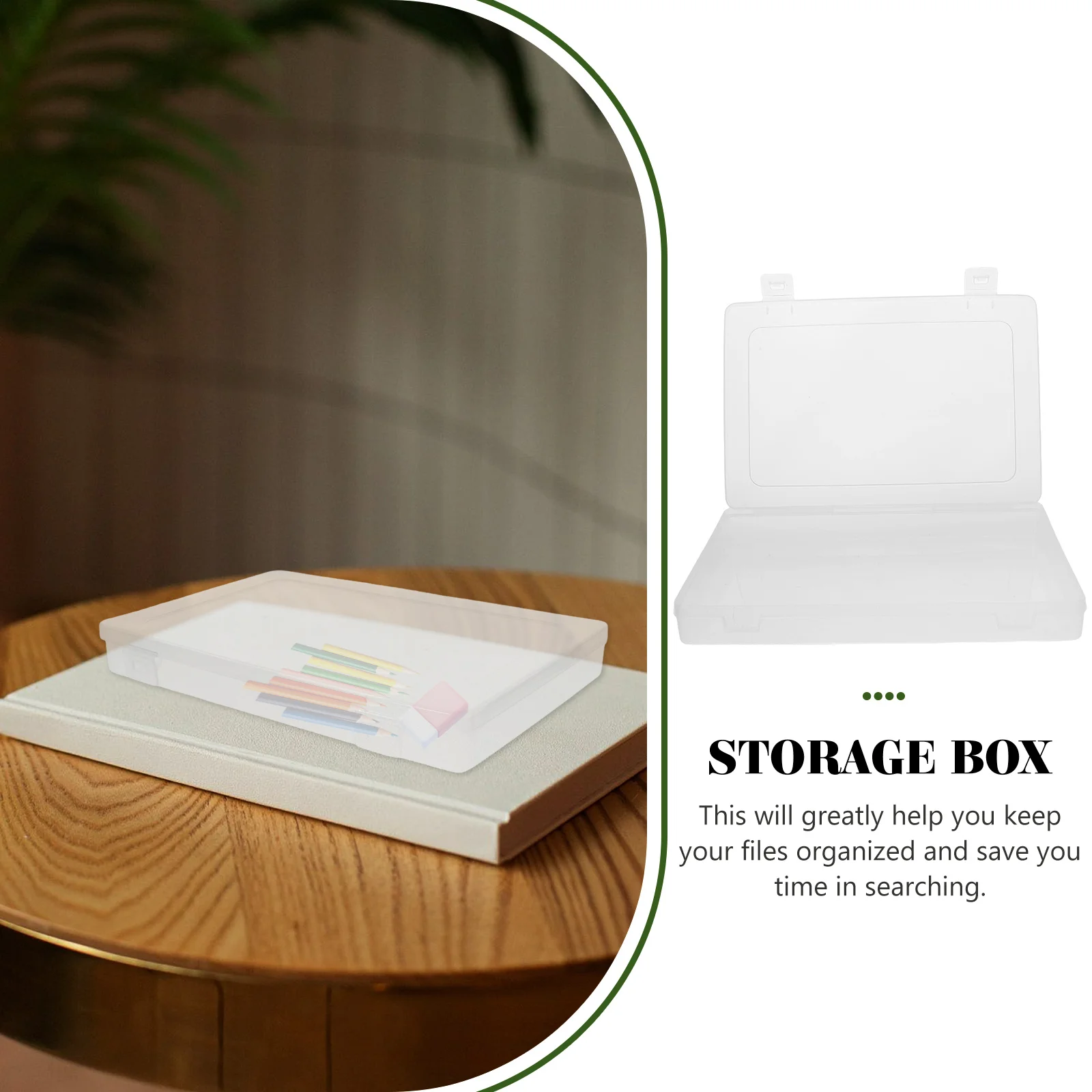 

2pcs Clear File Storage Box Transparent Document Organizer Anti-Wear Paper Holder For Home Office Travel