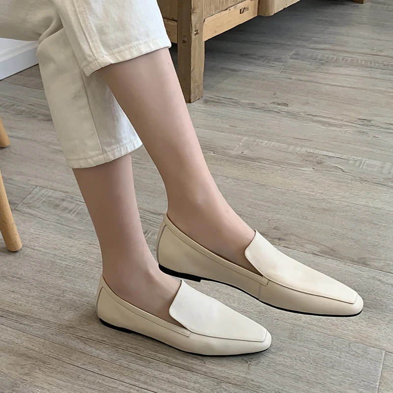 2024 Spring Autumn Genuine Leather Women Shoes Casual Women Loafers Flats Ladies Shoes Real Leather Shoes Retro Low Heel