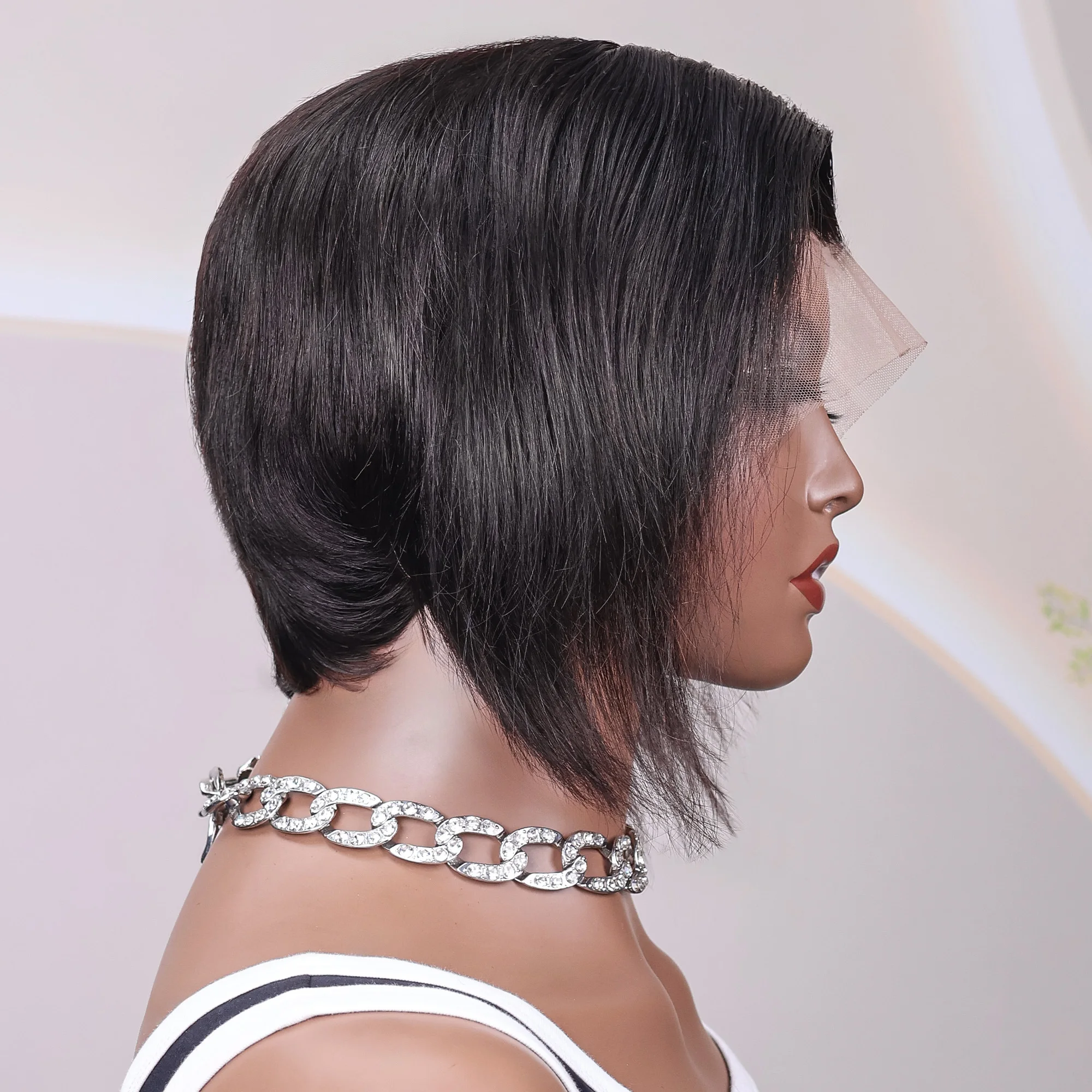 Natural-colored lace forehead wig, 13X4 straight hair, human hair, 10 inches, lace forehead colored wig, 100% made in Brazil,