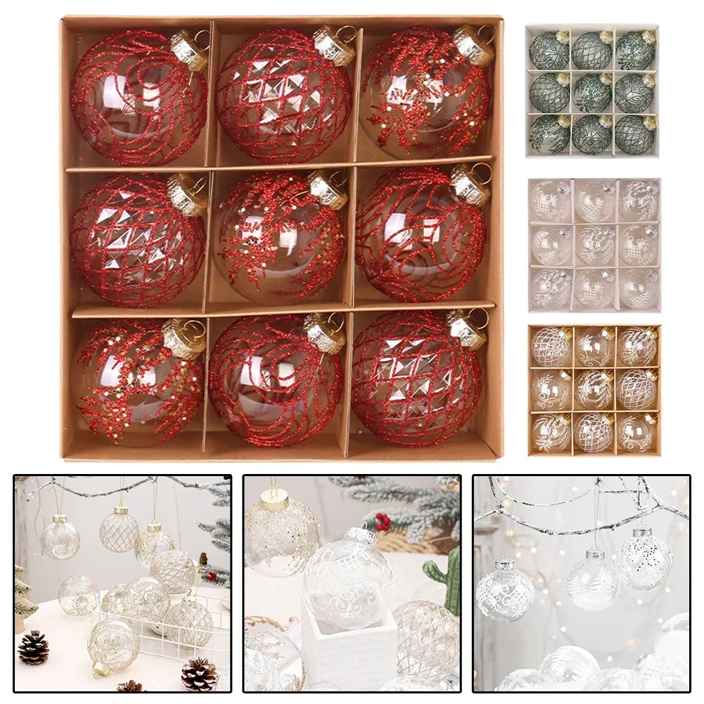 Simplify Your Holiday Preparations with Our Nine Piece Collection of Clear Plastic Ornaments (Each at an Size)