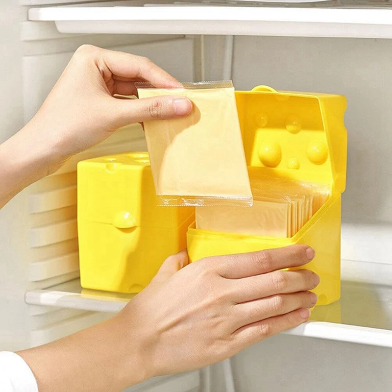 

Sliced Cheese Container 2Pcs Cheese Slice Holder Plastic Refrigerator Cheese Box Durable Easy Install Easy To Use