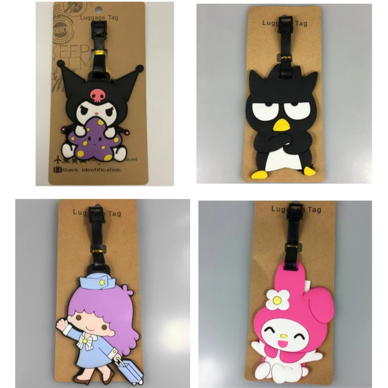 kawaii sanrio cartoon melody luggage tag cute tag kuromi twin star cinnamon dog boarding pass suitcase tag anime christmas gift