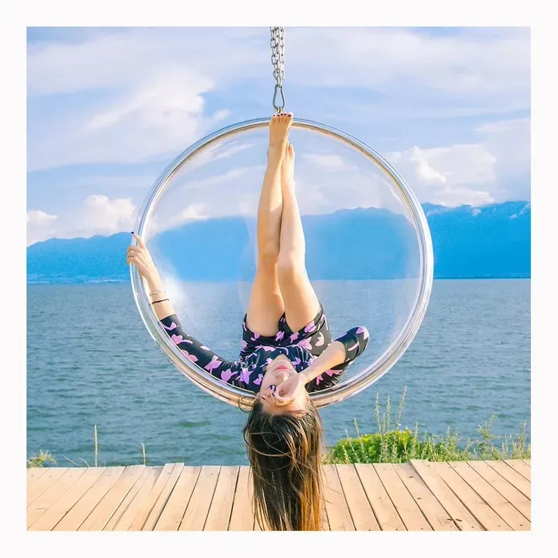 Custom Aluminum Alloy Modern Egg Style Transparent Hanging Chair for Courtyard