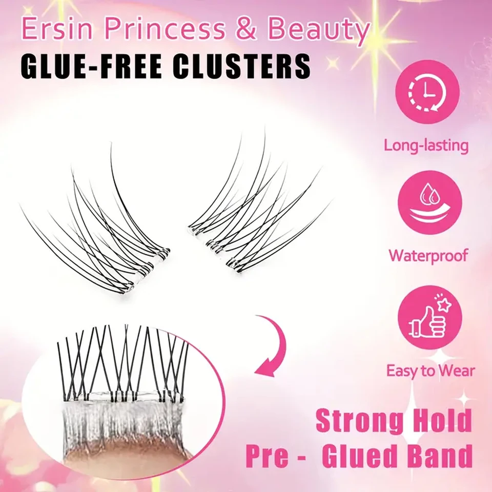 Clústeres de pestañas autoadhesivos, pestañas postizas de 11-12 mm Naturales estilo Manga, pestañas de clúster reutilizables sin pegamento, pestañas preadhesivas C-Curl de aspecto natural, ultradelgadas y ligeras, fáciles para principiantes (sin residuos, duraderas) 4