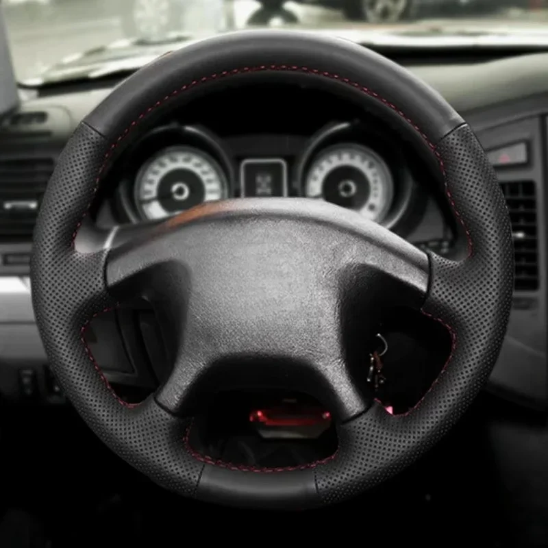 

Hand Braid Car Steering Wheel Cover Protection Perforated Leather Trim For Mitsubishi L200 1997 - 2006 Pajero Pinin Space Gear