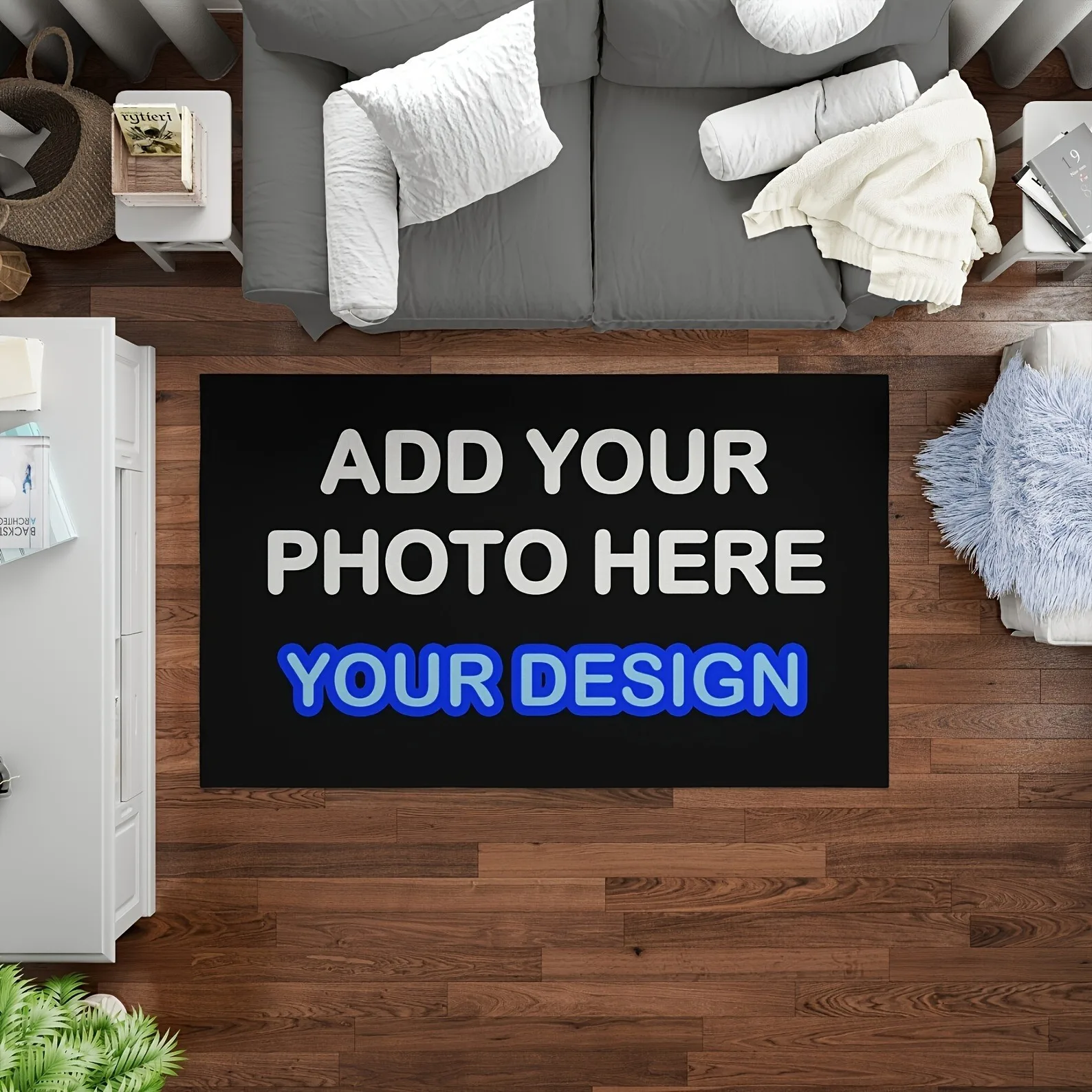 Benutzerdefinierte Flanell-Willkommens-Fußmatte, personalisiertes Design von Fotos, Logos und Text, rutschfeste Heimdekoration, Einweihungsgeschenk – Detail 3